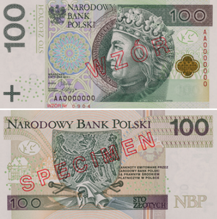 Новая 100-злотая банкнота
